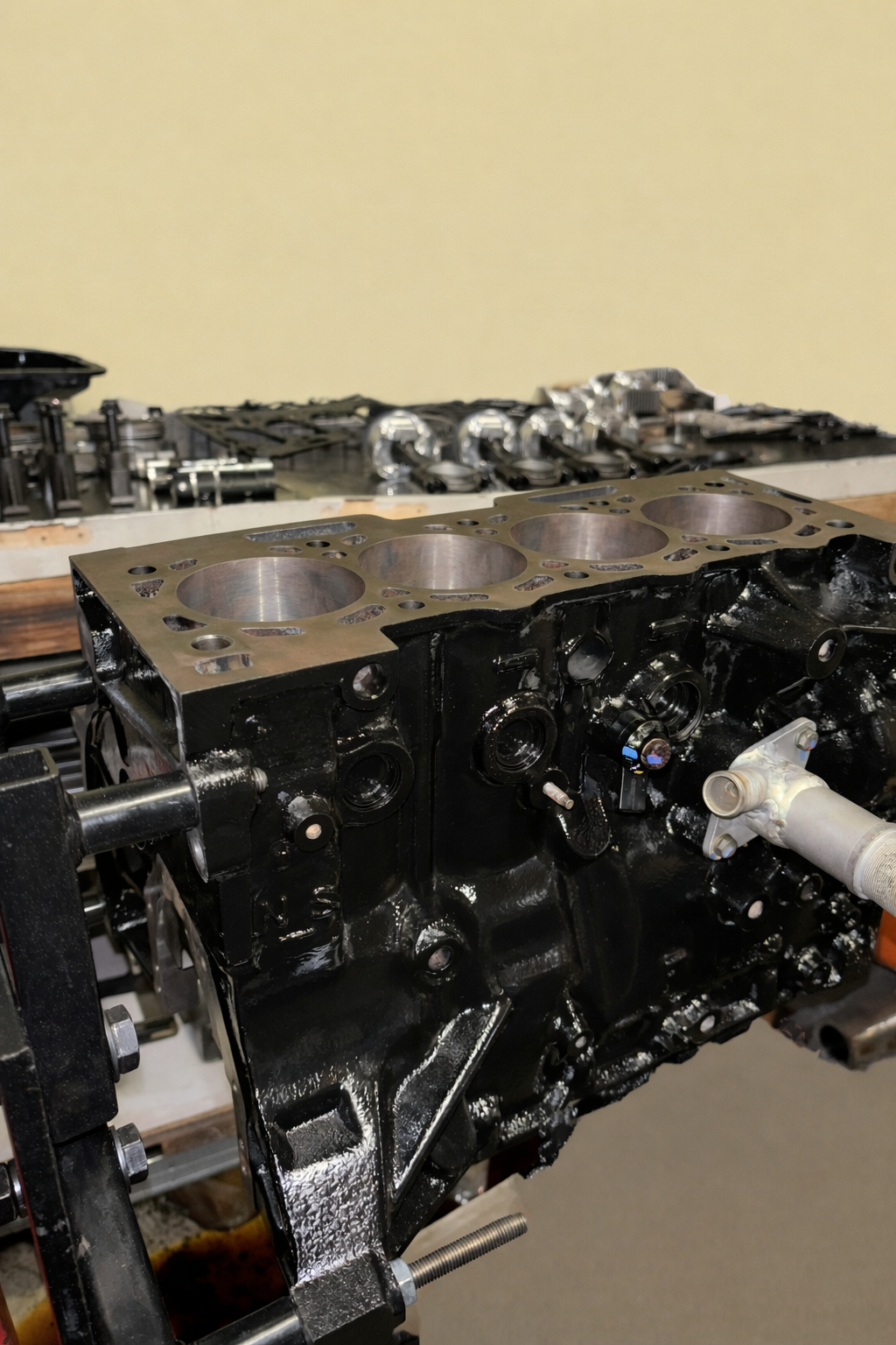 photo d'un bloc moteur en réfection complète